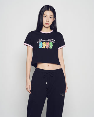 WOMAN AC BEAR CROP RINGER T-SHIRT BLACK