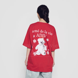 SNOW BEAR SHORT SLEEVE T-SHIRT DARK RED