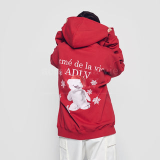 SNOW BEAR HOODIE DARK RED