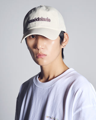 TWO COLOR EMBROIDERY BASIC BALL CAP CREAM