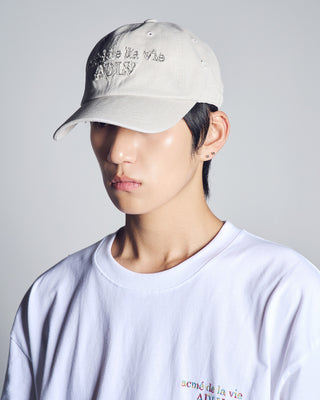 FABRIC LOGO APPLIQUE BALL CAP IVORY