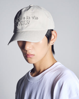 FABRIC LOGO APPLIQUE BALL CAP IVORY