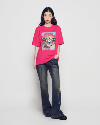 MAGAZINE AC BEAR SHORT SLEEVE T-SHIRT HOT PINK