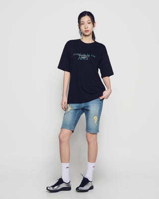 DOUBLE EFFECT SHORT SLEEVE T-SHIRT BLACK