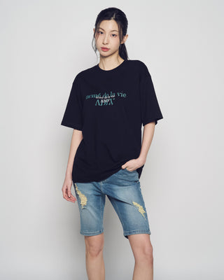 DOUBLE EFFECT SHORT SLEEVE T-SHIRT BLACK