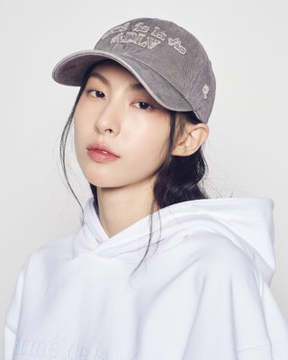 FABRIC LOGO APPLIQUE BALL CAP GRAY