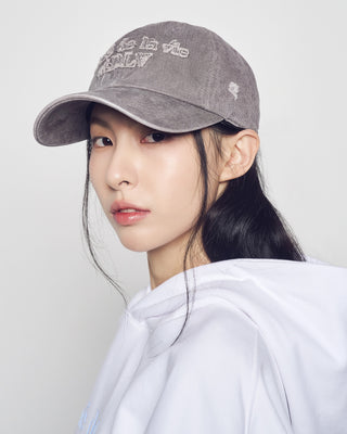 FABRIC LOGO APPLIQUE BALL CAP GRAY