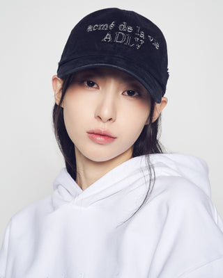 FABRIC LOGO APPLIQUE BALL CAP BLACK