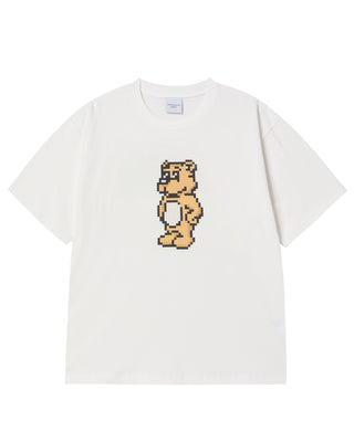 BLOCK AC BEAR SHORT SLEEVE T-SHIRT CREAM