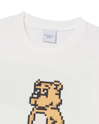 BLOCK AC BEAR SHORT SLEEVE T-SHIRT CREAM