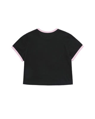 WOMAN AC BEAR CROP RINGER T-SHIRT BLACK