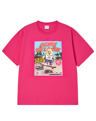 MAGAZINE AC BEAR SHORT SLEEVE T-SHIRT HOT PINK