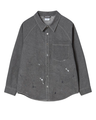 PAINT EFFECT OVERSIZED SHIRT CHARCOAL