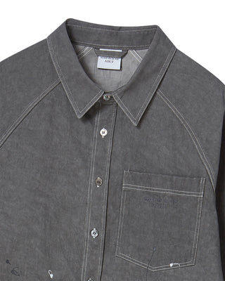 PAINT EFFECT OVERSIZED SHIRT CHARCOAL