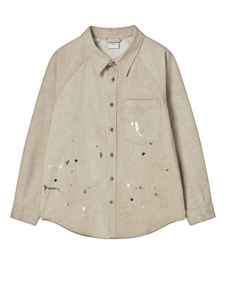 PAINT EFFECT OVERSIZED SHIRT BEIGE