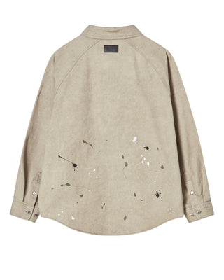 PAINT EFFECT OVERSIZED SHIRT BEIGE