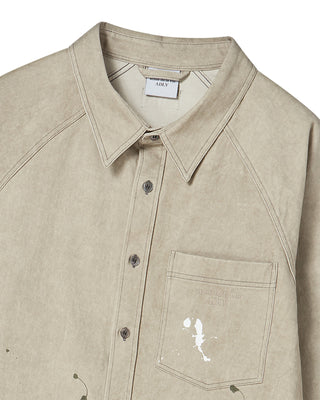 PAINT EFFECT OVERSIZED SHIRT BEIGE