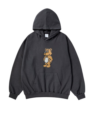 BLOCK AC BEAR HOODIE CHARCOAL
