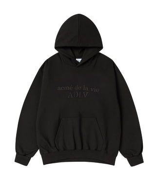 TWO TONE THICK PRINT HOODIE BLACK