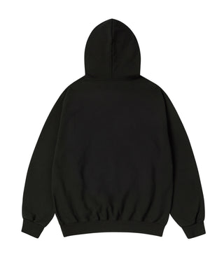 TWO TONE THICK PRINT HOODIE BLACK