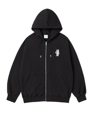 BASIC AC BEAR HOODIE ZIP UP BLACK