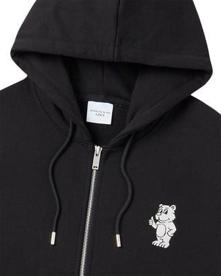 BASIC AC BEAR HOODIE ZIP UP BLACK