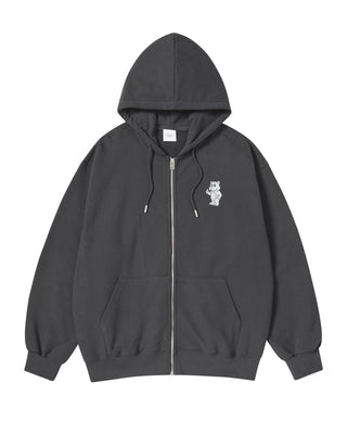 BASIC AC BEAR HOODIE ZIP UP CHARCOAL