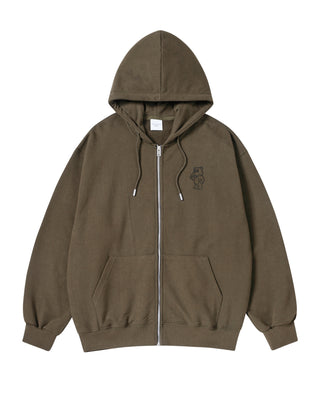BASIC AC BEAR HOODIE ZIP UP COCOA