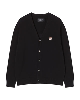 UNI BASIC V NECK CARDIGAN BLACK