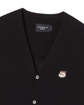 UNI BASIC V NECK CARDIGAN BLACK