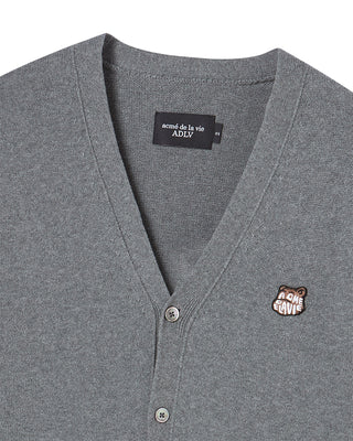 UNI BASIC V NECK CARDIGAN GRAY