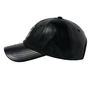 LINE AC BEAR VEGAN LEATHER BALL CAP BLACK