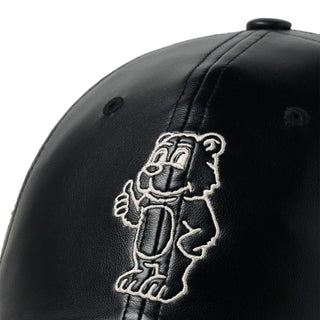 LINE AC BEAR VEGAN LEATHER BALL CAP BLACK