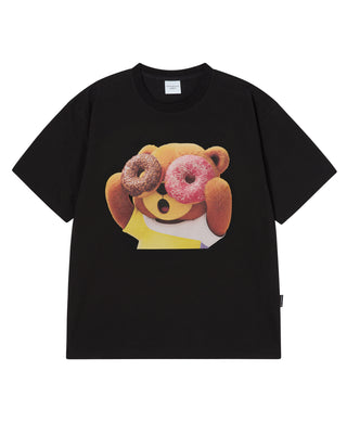 AC BEAR DONUT BABY FACE SHORT SLEEVE T-SHIRT BLACK