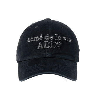 FABRIC LOGO APPLIQUE BALL CAP BLACK