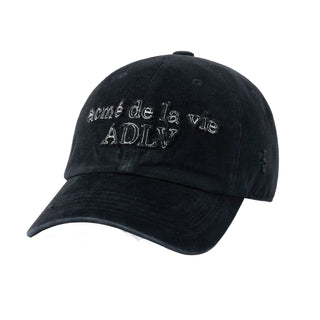 FABRIC LOGO APPLIQUE BALL CAP BLACK