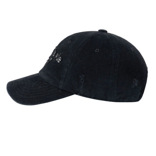 FABRIC LOGO APPLIQUE BALL CAP BLACK