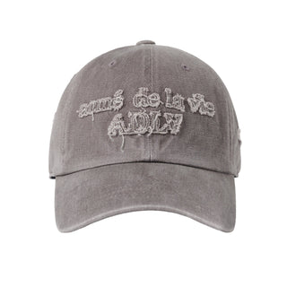FABRIC LOGO APPLIQUE BALL CAP GRAY
