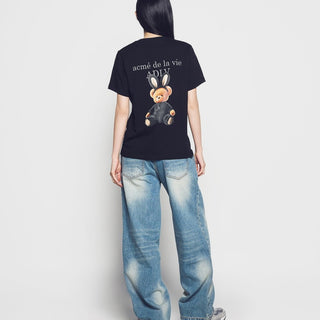 WOMAN RABBIT BEAR DOLL LOGO SHORT SLEEVE T-SHIRT BLACK