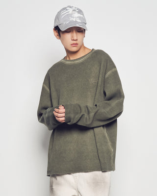 WAFFLE DYED LONG SLEEVE T-SHIRT KHAKI