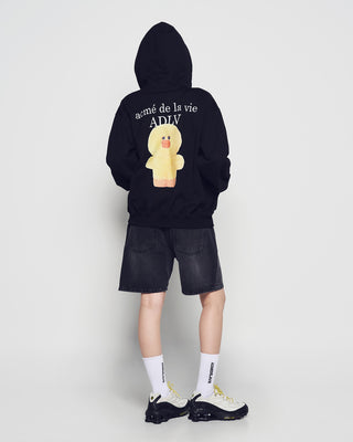 BASIC LOGO WITH LINE FRIENDS HOODIE ZIP UP BLACK