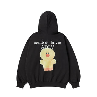 BASIC LOGO WITH LINE FRIENDS HOODIE ZIP UP BLACK