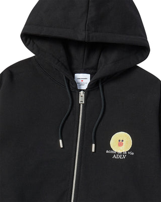 BASIC LOGO WITH LINE FRIENDS HOODIE ZIP UP BLACK