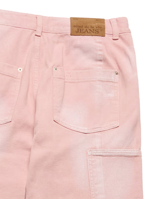 PAINT CARPENTER DETAIL DENIM PANTS PINK