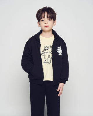 KIDS BASIC AC BEAR HOODIE ZIP UP BLACK