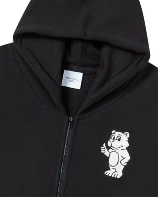 KIDS BASIC AC BEAR HOODIE ZIP UP BLACK
