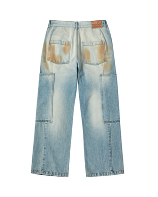 PAINT CARPENTER DETAIL DENIM PANTS BLUE