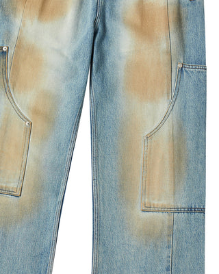 PAINT CARPENTER DETAIL DENIM PANTS BLUE