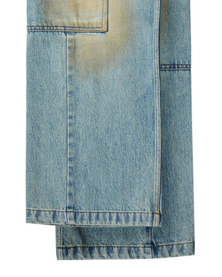 PAINT CARPENTER DETAIL DENIM PANTS BLUE