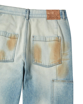 PAINT CARPENTER DETAIL DENIM PANTS BLUE